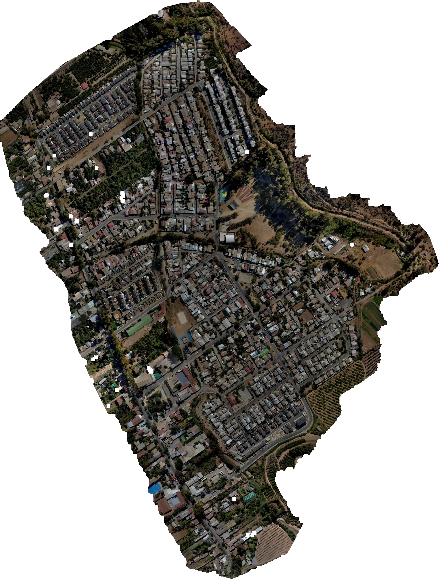 Ortofoto de zona urbana extensa